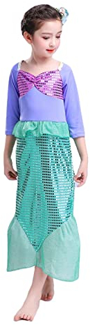 Tante Tina Meerjungfrau Kostüm für Mädchen - Kinderkostüm Nixe - Mermaid Costume - Rosa/Grün - Gr. S - 3 bis 5 Jahre