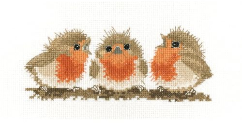 Heritage Crafts Cross Stitch Kit - Ruffled Robins