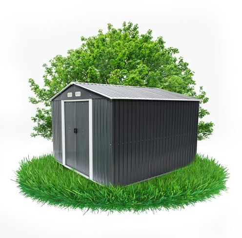 Grindi - Gerätehaus Metall Sorbus V - Gartenhütte - Gartenhaus - Geräteschuppen 367x322x217 cm Schiebetür - Garten Schrank - Fahrradgarage - Shelter - Gartengerätehaus - Tiny House