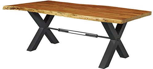 Massivmoebel24.de Iron Label Esstisch #185 180x110cm X-Beine schwarz