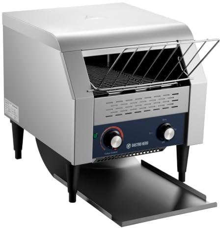 GastroHero Durchlauftoaster, 130 Toastscheiben/Stunde, Edelstahl EDT130 | elektronische Steuerung, 230 V, einstellbare Durchlaufgeschwindigkeit, für Frühstücksbuffets, 87x42x37 cm, 2,2 kW