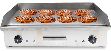 biniliubi Grillplatte Elektrisch Glatt Gastrogrill Plancha Professionell Elektrisches Kochfeld Teppanyaki Elektrischer Grill 4400W Kommerzielle Flat Platte GroßE GrillfläChe Elektrikli