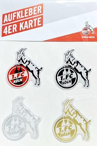 1. FC Köln 3D Aufkleber- Logo - 4er-Set Sticker Aufkleberkarte - Plus Lesezeichen I Love Köln