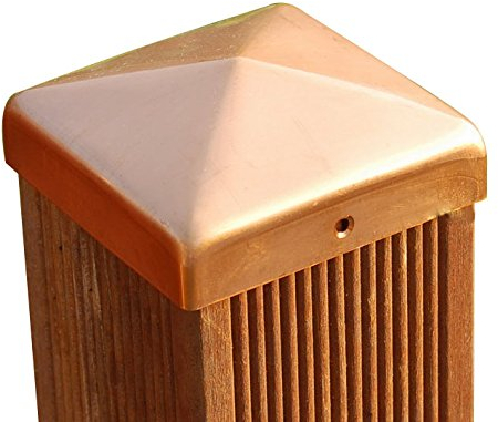 Pfostenkappe Kupfer Pyramide für Holzpfosten Pfosten inkl. Kupfer-Nägel Zaunkappe Zierkappe (für Pfosten 14x14 cm (Innenmaß ca. 141x141 mm))