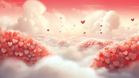 adrium Acryl-Bild 90 x 50 cm: Liebe über den Wolken, Herzen überall, von der KI erzeugtes Bild (210432755)