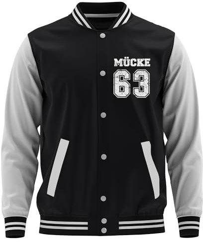 UGLYSHIRT Mücke 63 Herren College Jacke | Football Jacke Weltkulturerbe Freizeit | M1 Schwarz (XXL)