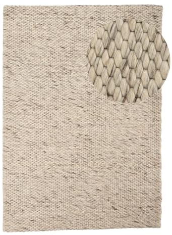 carpetfine Wollteppich Sina weicher handweb Teppich Natur Hellgrau meliert 60x90 cm | Zeitloser Wollteppich für Wohnzimmer, Schlafzimmer & Kinderzimmer