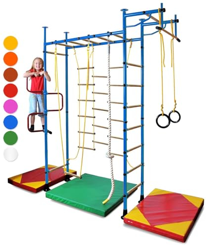 NIRO Sprossenwand Kinderzimmer M3 aufbau ohne Bohren Kletterwand Turnwand (grün, 200-250)