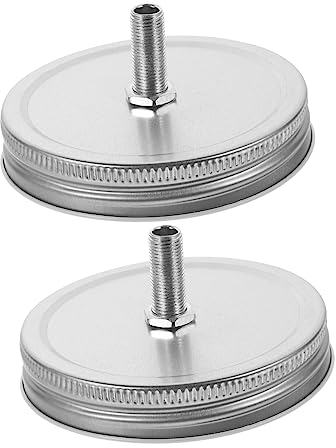 Amosfun 2pcs Wide Mouth Mason Jar Oil Lamp Lids Stainless Steel Kerosene Lamp Covers Hole Design for Alcohol and Oil Use Suitable for Canning Jars and DIY Projects