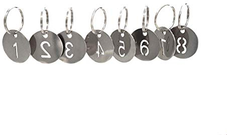 NanTun 304 Edelstahl-Schlüsselanhänger mit Ring, 30 Stück, 25 mm ausgehöhlte Zahlen-ID-Tags, Schlüsselanhänger, nummerierte Schlüsselanhänger – 1 bis 30