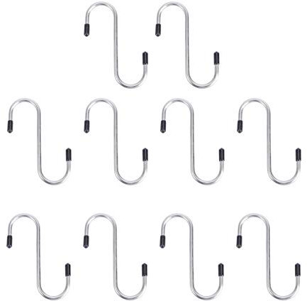 Ganci a S in acciaio inossidabile per montaggio a parete 10 pezzi Ganci per impieghi gravosi Ganci per appendere a forma di S Ganci per presine per utensili da cucina Vestiti Borse