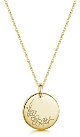 Collana Personalizzata con Fiore del Mese di Nascita - Gioiello Elegante Placcato Oro 18K - Regalo di Compleanno Unico per Donna - Per Mamma,Figlia-Catena Regolabile 40-45cm (Marzo: Fiore di Ciliegio)