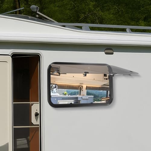 WSIKGHU Ausstellfenster Wohnwagenfenster 900x550mm Ausstellfenster Camper Wohnwagen Fenster Wohnmobilfenster RV-Klappfenster, Integrierte Rollos und Screens | Fensteröffnungswinkel 65° | EU Stock