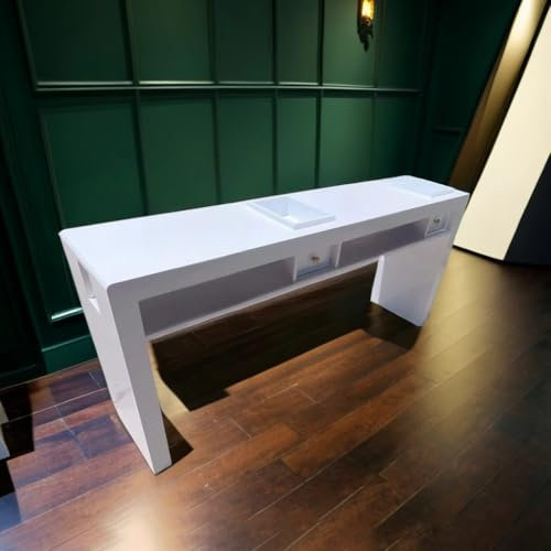 KK-GGL Simple Manicure Table, White Nail Desk with Storage Drawers, Nail Salon Desk for Manicure Store, Nail Station for Beauty Salon Furniture & Equipment, Makeup Work Station Desk,180cm