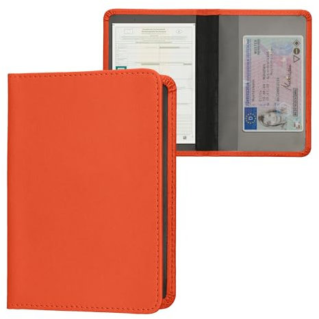 kwmobile Fahrzeugschein Hülle mit Kartenfächern - Kunstleder Etui Tasche für Auto Zulassungsbescheinigung Führerschein Fruity Orange