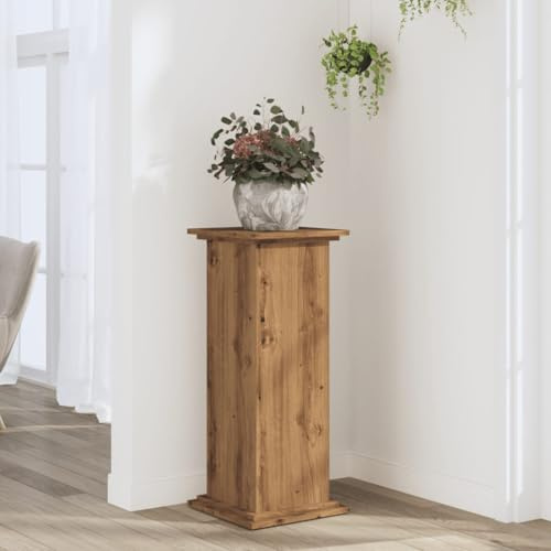 Homgoday Pflanzenständer Blumenständer, Dekosäule für Pflanzen, Blumenhocker Blumensäule Blumentisch Blumentopfhalter Bestelltisch Artisan-Eiche 33x33x80 cm Holzwerkstoff