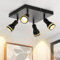 meoaow LED Deckenstrahler 4 Flammig Schwarz Wohnzimmer Deckenlampe Strahler Schwenkbar GU10 Spot Lampe Modern Deckenleuchte Deckenspot für Küche, Schlafzimmer, Flur, Ohne Leuchtmittel