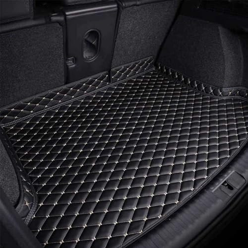 MaKeMoney Auto Kofferraummatte FüR Au-di A4 B9 Avant/Kombi 2015-2023, Leder Wasserdichter Kofferraumwanne Schutzmatte Auto Innenraum Zubehör,C/Black-Beige