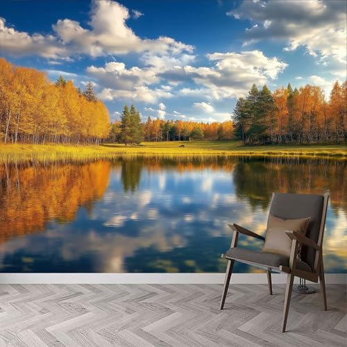 Papier Peint Panoramique Paysage d'automne Forêt, 200 x 140 cm Papier Peint Intissé Sunshine Personnalisé Photo Murale pour Salon Chambre d'enfants restaurant Appartement Décoration Murale