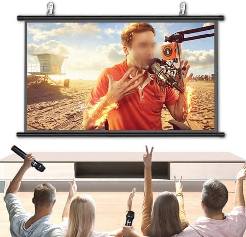 RTVGNSZSJL Écran De Projection Manuel，4K HD Écran De Projecteur De Home Cinéma 30 40 50 60 72 Écrans De Cinéma Mural pour Bureau Camping(40inch(4:3))