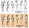 JOZMMZEOOA 8 Stücke Holzstempel,Pflanze Mustern Stempelset Gummi Prägestempel Bastelstempel Vintage Blume Holz Tagebuch Stempel,für Kartenbasteln Scrapbooking Bullet Journal Geschenkverpackung