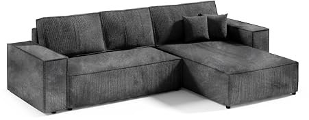 KEF-MEBLE Ecksofa Porto – L-Form – 294x85x185 cm – Mit Schlaffunktion – Liegefläche 140x244 cm – Universell Rechts- und Linksseitig - Poso 34
