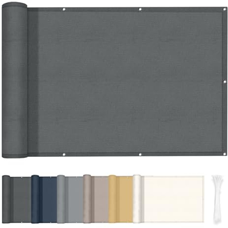 HENG FENG Balkon Sichtschutz 90x100cm PES, Wetterfeste Balkonverkleidung mit Windschutz und Sonnenschutz, Anthrazit