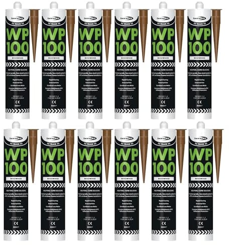 Bond It WP100 EU3 Premium Neutral Cure Oxime Silicone Sealant – 12x Rosewood, 285ml | High-Performance Silicone – Mould-Resistant – Permanently Flexible | Sealant for Building & Construction Joints