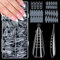 Becellen 120 Stück Dual Tips Nägel Set, Transparent Dual Nail Forms mit 48 Stücke Nagelaufkleber Volle Abdeckung Polygel Tips mit Größenskala Acrylic Polygel Nagelverlängerung für Nagel Art