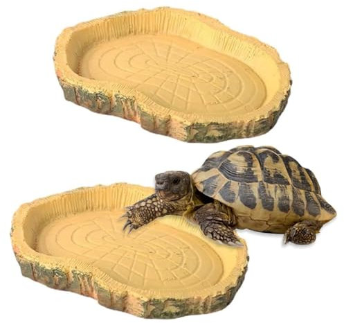 2 Pièces Gamelle Tortue Terrestre, Abreuvoir Tortue Terrestre，Bols à Eau pour Reptiles ，Abreuvoir Tortue Terrestre，Convient Aux Reptiles Et Amphibiens, LéZards, Grenouilles, Geckos, Tortues, Etc