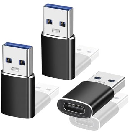 USB C to USB Adapter(3Pack),USB to USB C Adaptor,Type C Female to A Male Charger Cable Converter for Notebook, Tablet,iPhone 16/15/14, iPad Air/Mini, Apple Watch, Samsung Galaxy S24/S23-Black