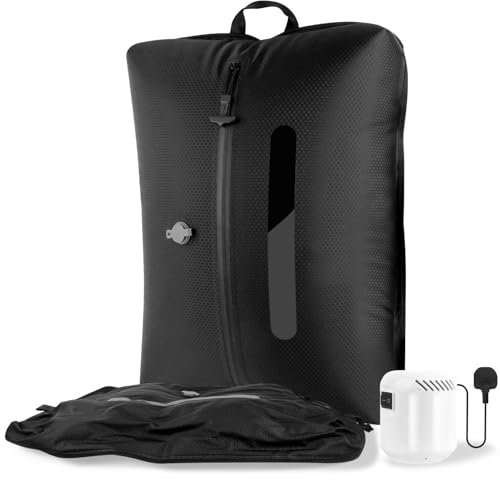 2025 Premium Vacuum Bag for Clothes Travel with 5KPa Vacuum Pump & See-Through Window Reusable IP67 Waterproof Compression Space Saver Bag for Luggage, Backpack, Suitcase (2PC+ Pump)