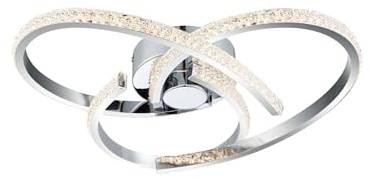 Cosylyte Moora 3 LED Ceiling Light, Modern Flush Ceiling Light for Living Room & Bedroom, Chrome Curved Beaded Design, 3-Step Dimmable, 3000K, 2600lm