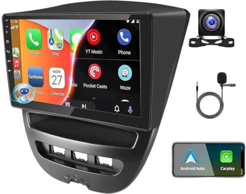 [2+32G] Android 13 Autoradio für Peugeot 107 2005-2014,für Citroen C1 2005-2014 mit 10'' Touchscreen Display,mit Wireless CarPlay/Android Auto/GPS NAV/Bluetooth/FM/AHD Backup Camera