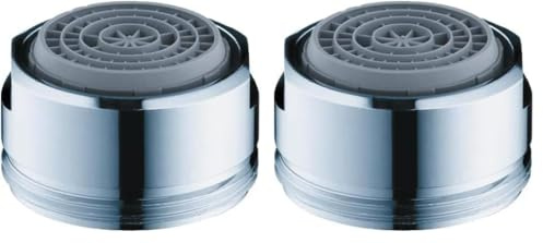 hansgrohe wassersparender Luftsprudler Wasserhahn, mit Durchflussbegrenzer 7 l/min, 1 Stück, M24x1, Strahlregler, Perlator für Wasserhähne (Packung mit 2)