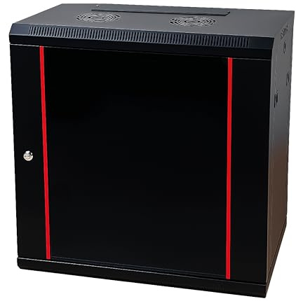 Danicom Baseline 19 Zoll 18 HE Netzwerkschrank mit Glastür- Schwarz | 600x450x900mm (BxTxH) - Traglast 50 kg - Wandmontage - Serverschrank - Wandgehäuse - Server rack