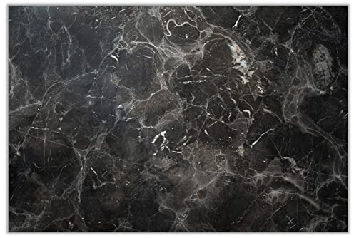 Wallario Küchenrückwand selbstklebend 90 x 60 cm, Motiv: Schwarze Marmor-Optik | Spritzschutz abwischbar & pflegeleicht