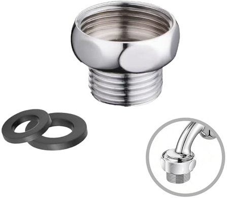 Pinpulux 3/4 Female to 1/2 Male Shower Hose Reducer Adaptor, Chrome-Plated Brass Connector for Bathroom Taps, Mixer Valves Shower Heads