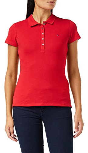 Tommy Hilfiger Maglietta Polo Maniche Corte Donna Heritage Slim Fit, Rosso (Apple Red), XS