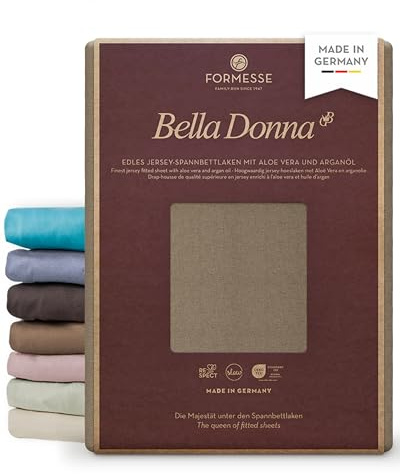 Bella Donna Jersey Alto edles Spannbettlaken Boxspring: glatt, kein Pilling | FORMESSE; Farbe Muskat; 180x190-200x220cm, bis 45cm; 97% Baumwollzwirn, 3% Elastan; Aloe Vera&Arganöl, intensive Farben
