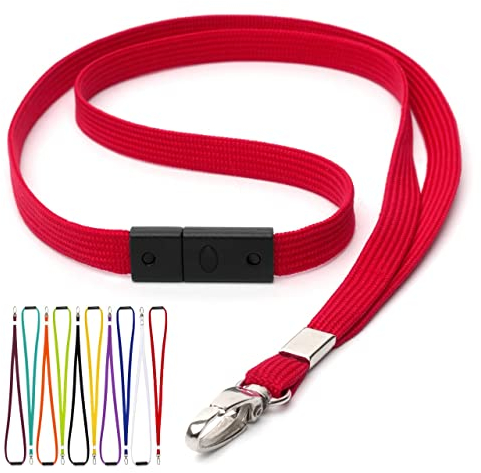 CKB LTD Rot Schlüsselband mit Sicherheitsverschluss Metall-Klipp Für Büro Mitarbeiter Besucher ID Ausweishalter Lanyards Schlüsselbänder Für Namensschilder Umhängebänder Packung mit Stk