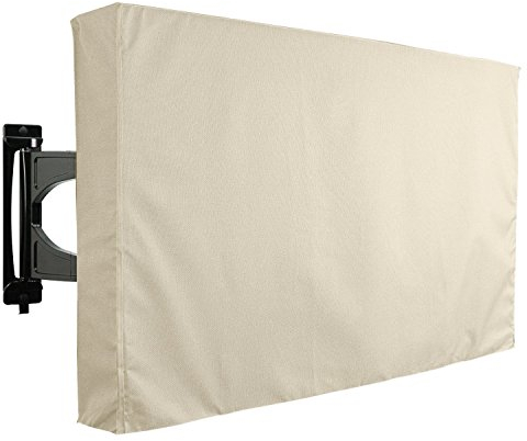 Protector TV Exterior Universal para Televisor de 46 - 48 LCD, LED, ó Plasma, Resistente al Agua, Protector de Pantalla, Compatible con Soportes de Mesa y Pared - Beige 46