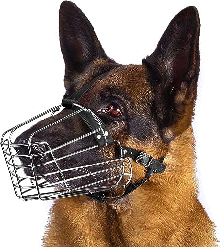 BRONZEDOG Draht-Hundemaulkorb Deutscher Schäferhund für mittelgroße große Hunde Verstellbarer langlebiger Metallkorb zum Beißen Kauen Bellen (XL)