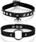 Cupimatch Choker Kette Set Gotik Punk Rock Lederhalsband Halskette Set, Leder schwarz einstellbar Kragen Halsband mit Spike Nieten Kreis, Lederband