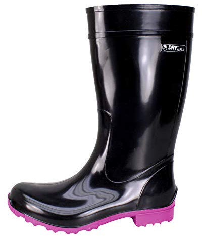 Bockstiegel Gummistiefel in Übergrößen Hellgrün/Dunkelblau Luisa große Damenschuhe, Schwarz/Fuchsia, 39 EU