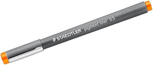 Staedtler 308 05-4 VE Pigment Liner (Fineliner mit hochwertiger Pigmenttinte, wasserfest, lichtbeständig, dokumentenecht, Linienbreite 0,5 mm, Etui mit 10 Pigment Linern) orange | Dokumentenecht, wasserfest, lange Metallspitze – Schreiben & Zeichnen – Art.-Nr. 308 05-4