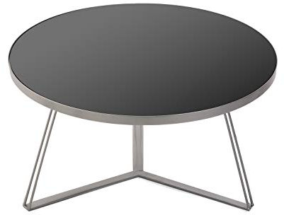 Versa 10850104 Russel Table Basse Ronde en métal et Verre Argenté 38 x 70 x 70 cm
