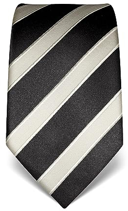 Vincenzo Boretti Herren Krawatte reine Seide gestreift edel Männer-Design zum Hemd mit Anzug für Business Hochzeit 8 cm schmal/breit anthrazit