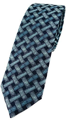 TigerTie schmale Designer Krawatte in mint blau schwarz - Motiv Flechtmuster