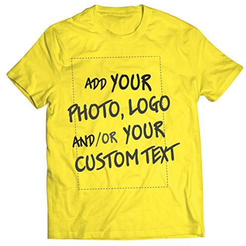 lepni.me Tee Shirt Homme Personnalisable Cadeaux Ajouter Un Logo d'entreprise Design Personnel ou Une Photo pour Cadeau (L Jaune Multicolore)